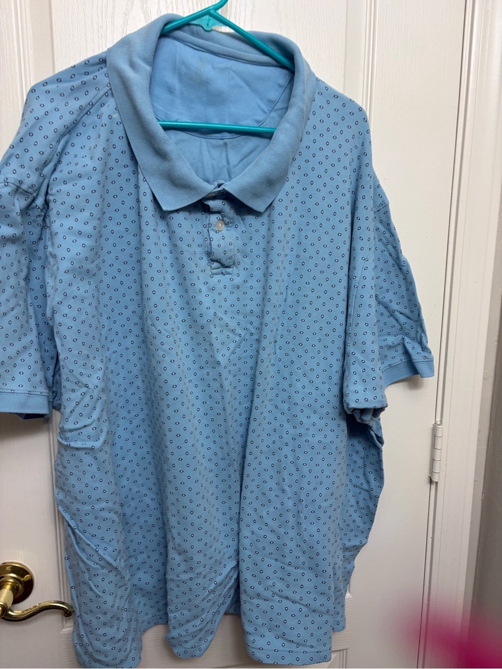 Light Blue Men's Polo Shirt with Micro Dot Pattern